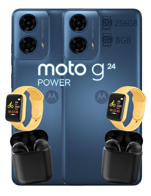 Set Motorola Moto G24 Power LCD 6.6 pulgadas desbloqueado + audífonos + smartwatch