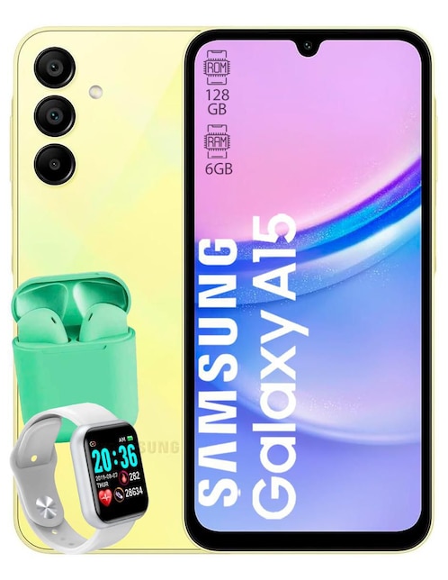 Samsung Galaxy A15 Super AMOLED 6.5 pulgadas desbloqueado + audífonos + smartwatch