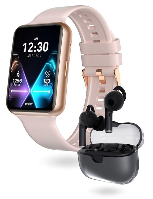 Box ser smartwatch Binden Era Fit View AMOLED + audífonos para mujer Rosa 40 mm