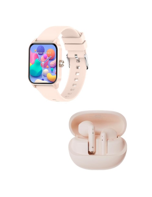 Kit smartwatch Swiss Code Grid unisex + Audífonos