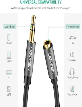 Cable auxiliar 3.5 mm Ugreen de 3 m