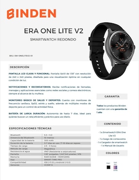 Smartwatch Binden Era One Lite V2 unisex con GPS