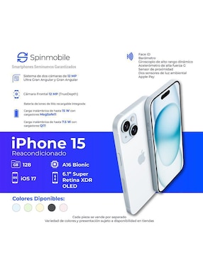 Apple iPhone 15 6.1 pulgadas OLED Reacondicionado