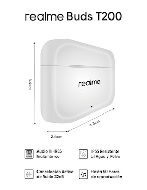 Audífonos True Wireless Realme Buds T200 inalámbricos con Cancelación de ruido
