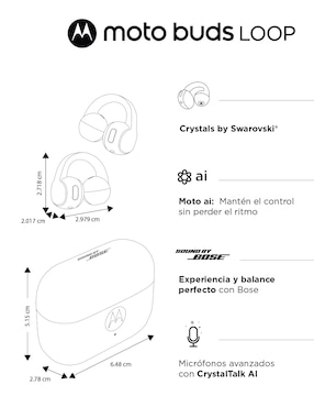 Audífonos on-ear Motorola Moto Buds Loop collections crystals by Swarovski inalámbrica con cancelación de ruido