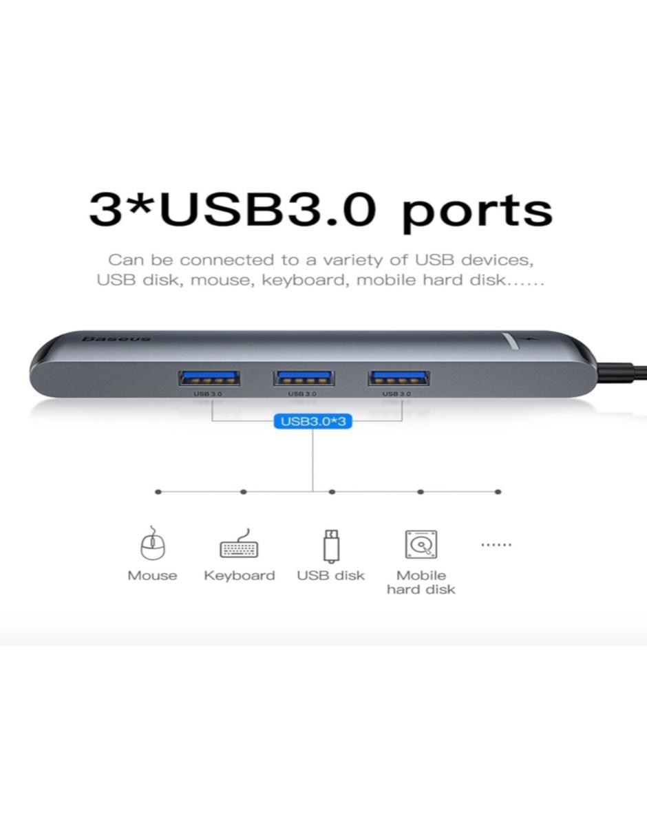 Adaptador Hub Tipo C a USB 3.0 Baseus CAHUB-J0G