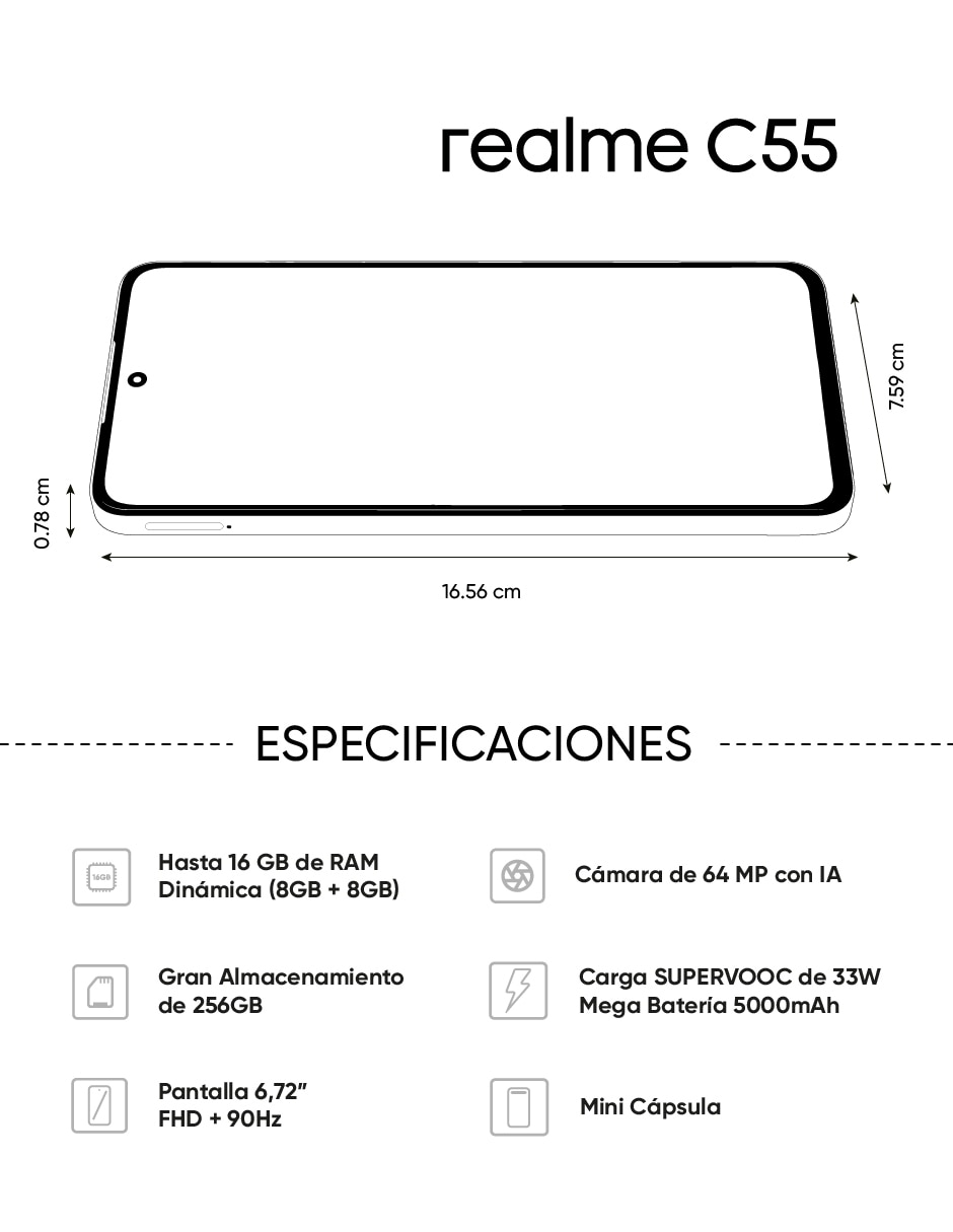 Telcel Realme C55 256 GB Dorado