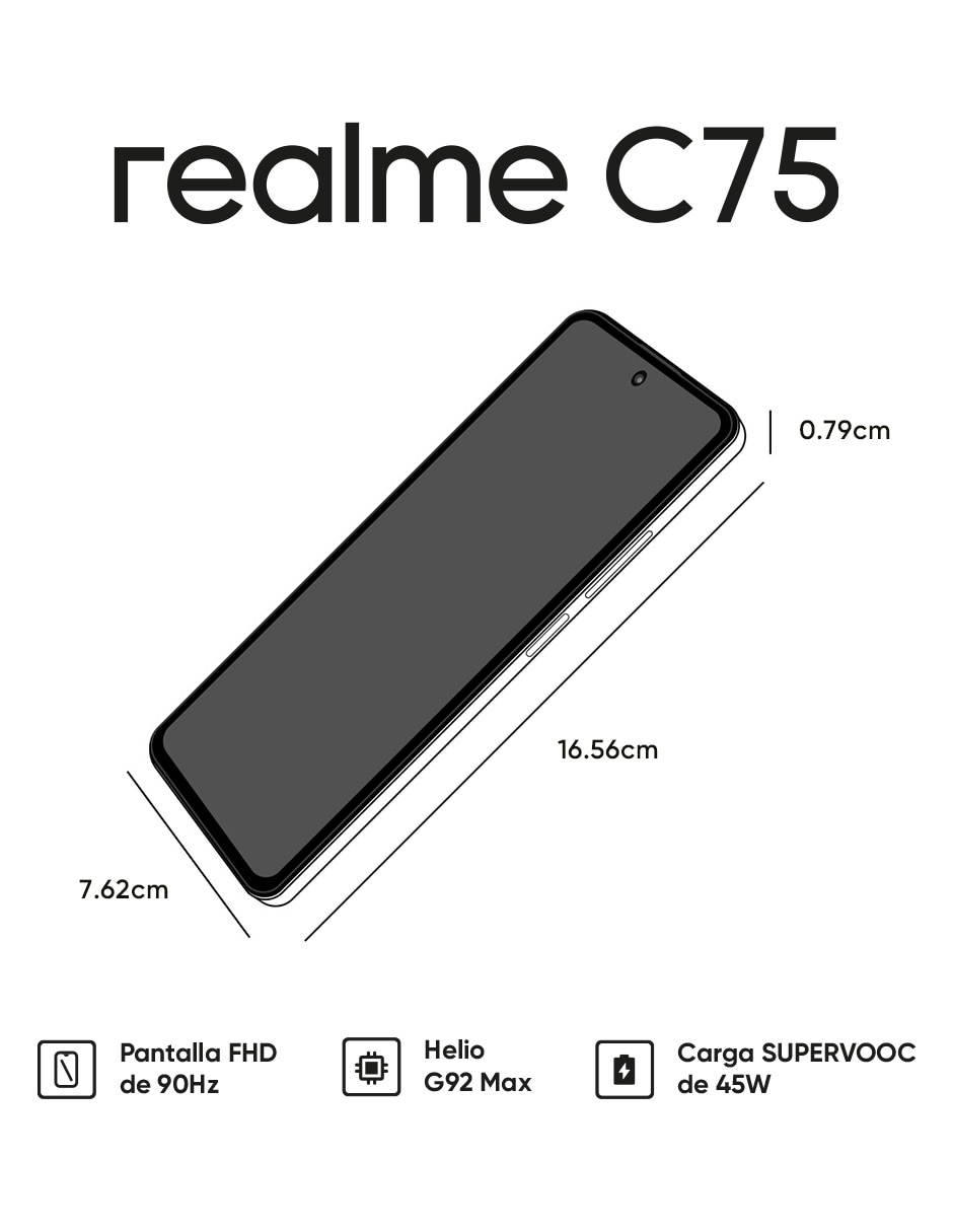 TELCEL REALME C75, 256 GB, NEGRO