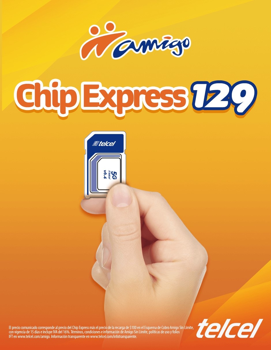 Chip de prepago paquete amigo sin límite 100 3