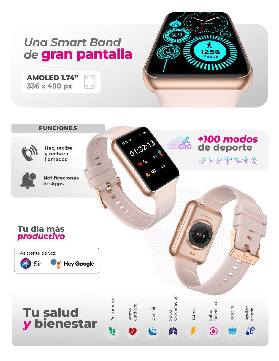 "kit/set/smartwatch/smartband" binden era fit view "para" mujer nuevo