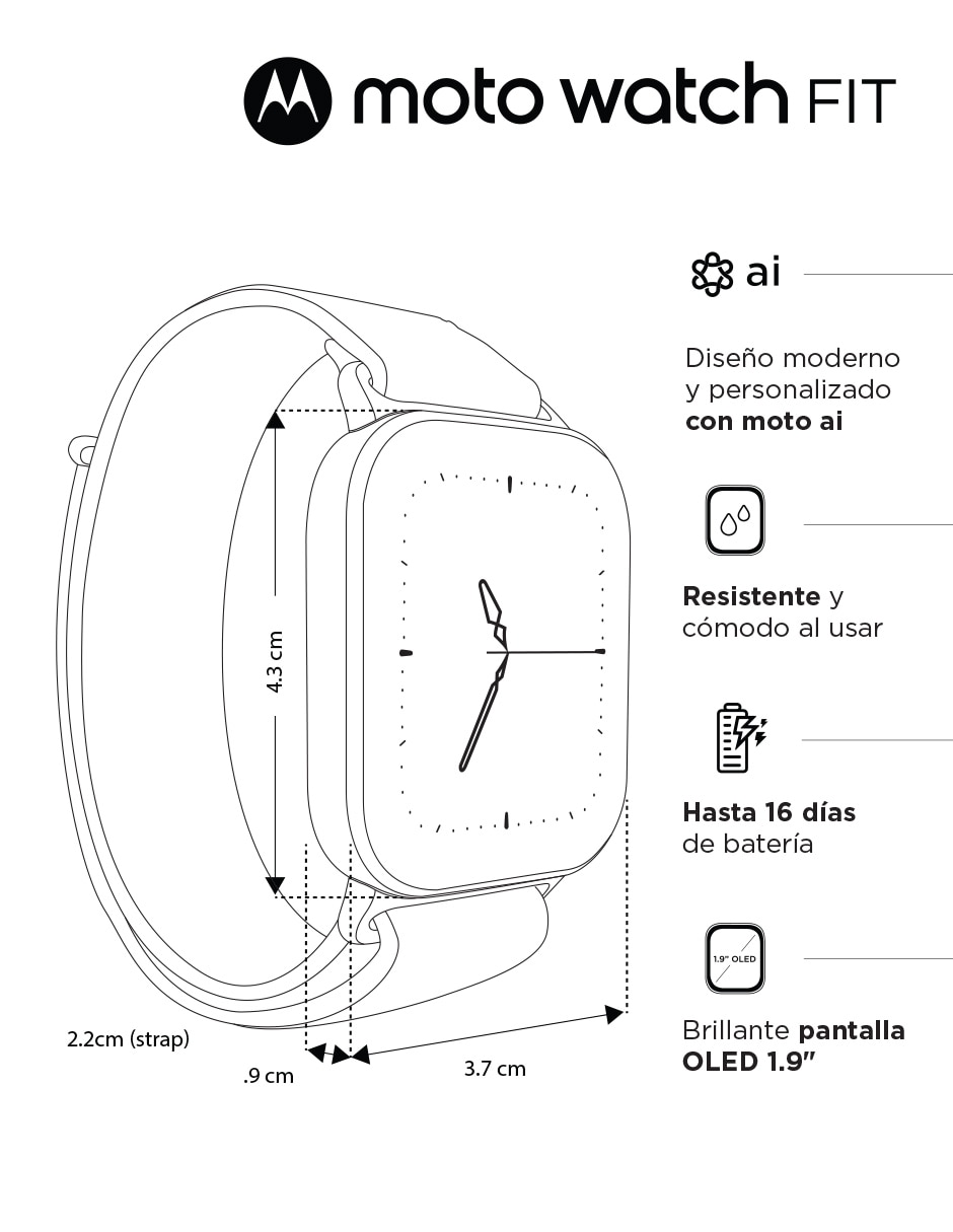 Smartwatch Moto Watch Fit unisex con GPS 8