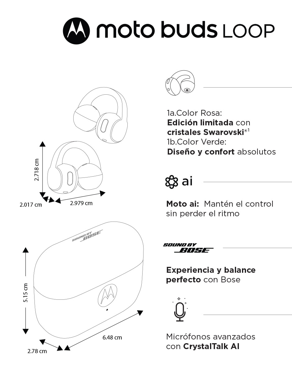 Audífonos on-ear Moto Buds Loop inalámbrica con cancelación de ruido 7
