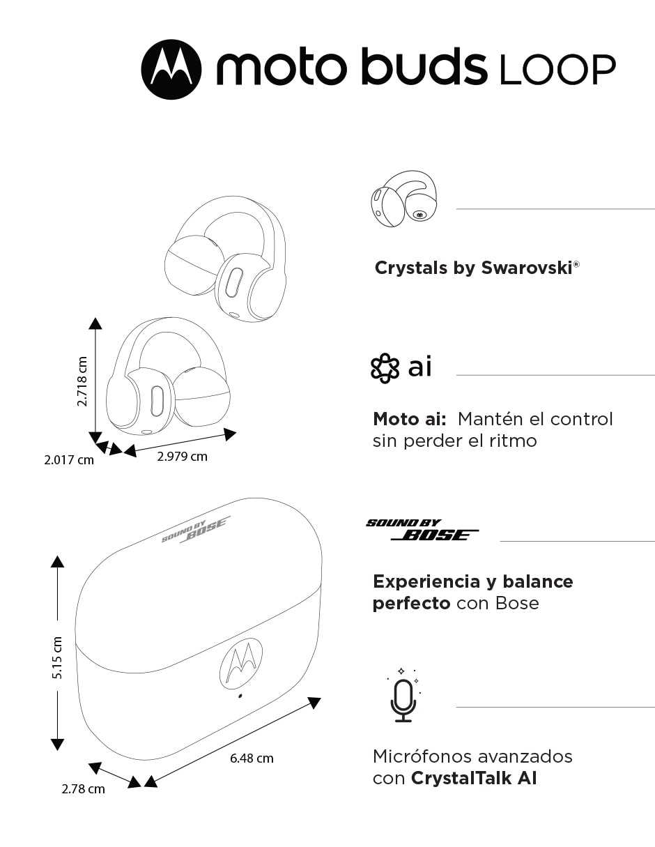 Audífonos on-ear Moto Buds Loop collections crystals by Swarovski inalámbrica con cancelación de ruido 7