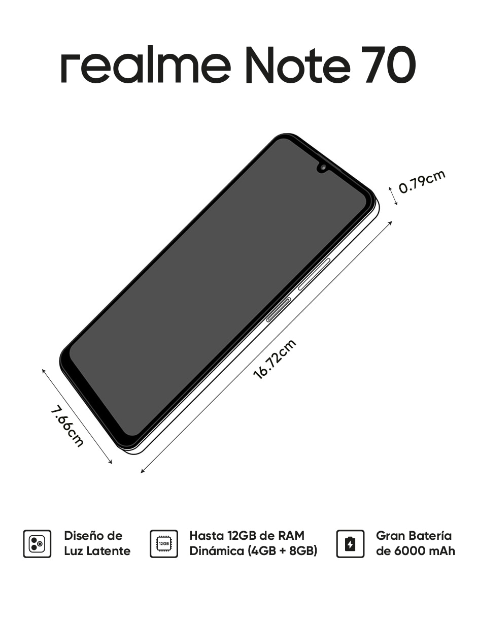 Realme NOTE 70 AMOLED 6.7 pulgadas Telcel