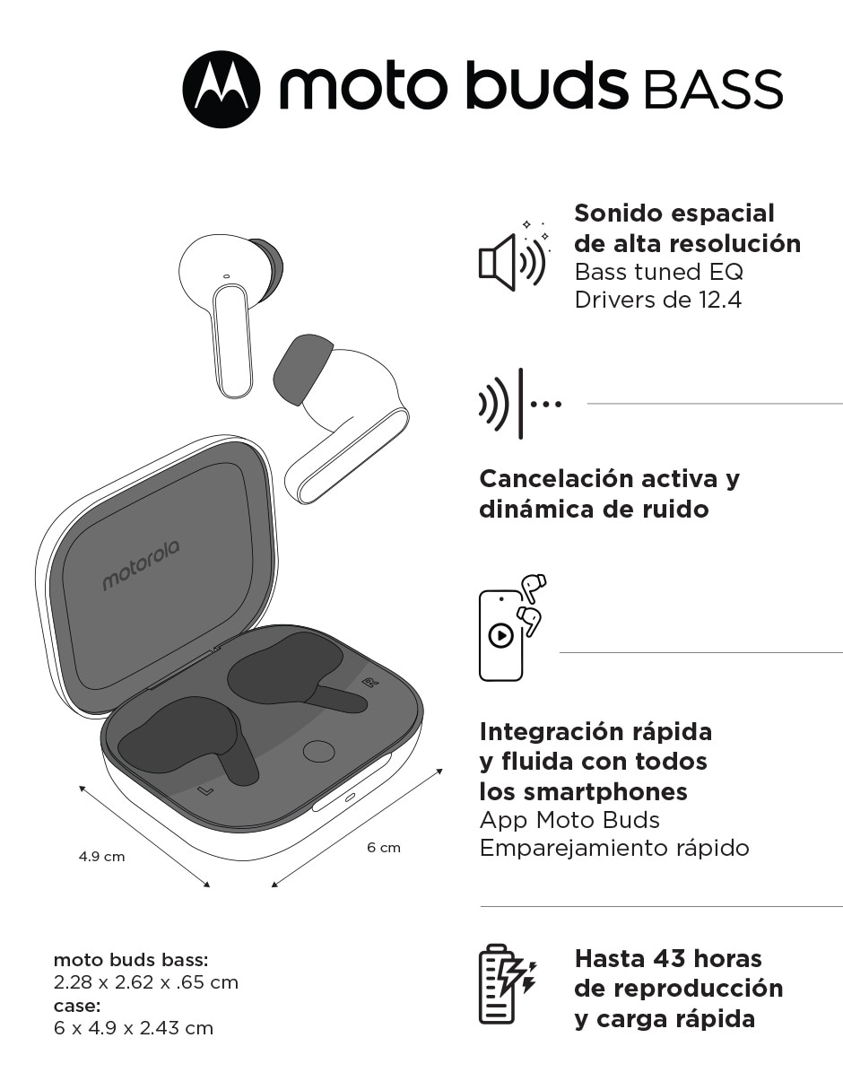 Audífonos in-ear Moto buds bass inalámbricos con cancelacion de ruido 8