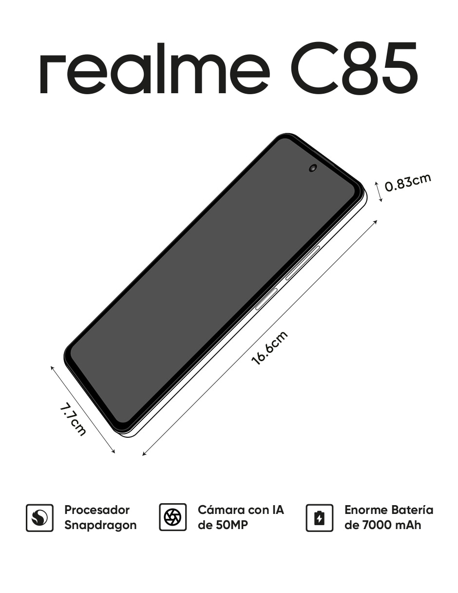 TELCEL REALME C85, 256 GB, NEGRO
